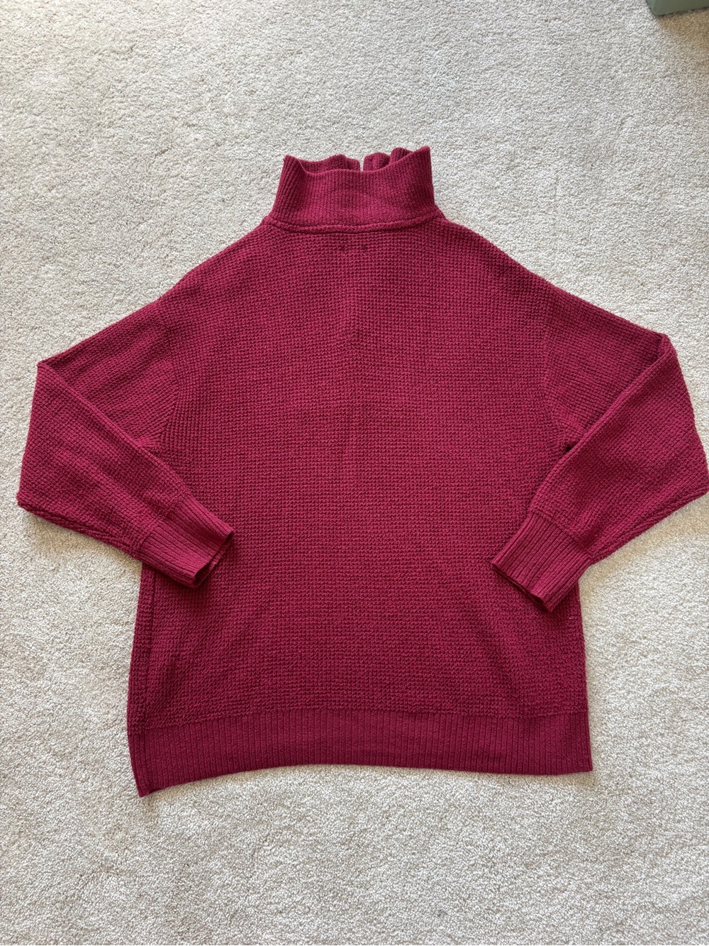 aerie CozyUp Waffle Button Sweater Burgundy Size Large - Picture 8 of 8